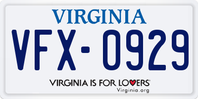 VA license plate VFX0929