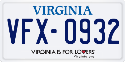 VA license plate VFX0932
