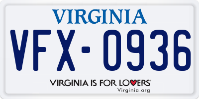 VA license plate VFX0936