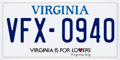 VA license plate VFX0940