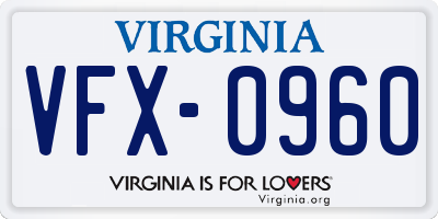 VA license plate VFX0960