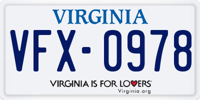 VA license plate VFX0978