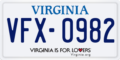 VA license plate VFX0982
