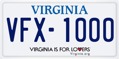 VA license plate VFX1000