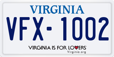 VA license plate VFX1002