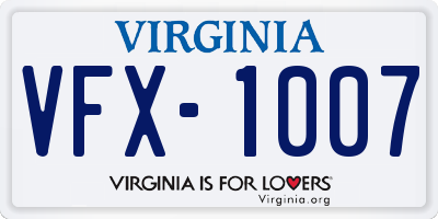 VA license plate VFX1007