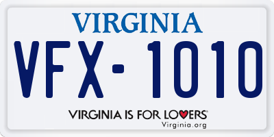 VA license plate VFX1010