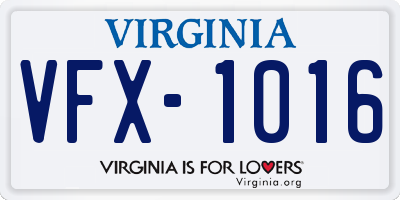 VA license plate VFX1016