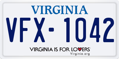 VA license plate VFX1042