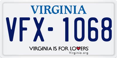 VA license plate VFX1068