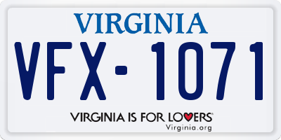 VA license plate VFX1071