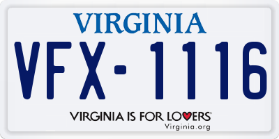 VA license plate VFX1116