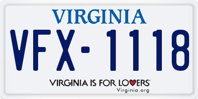 VA license plate VFX1118