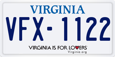 VA license plate VFX1122