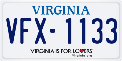 VA license plate VFX1133