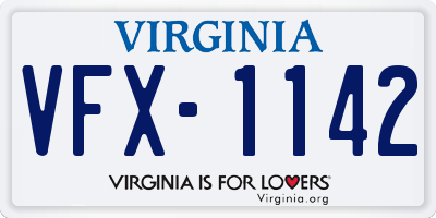 VA license plate VFX1142