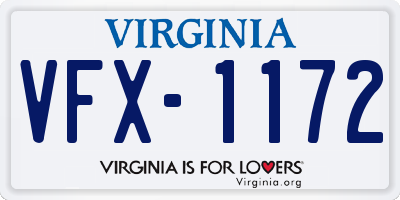 VA license plate VFX1172