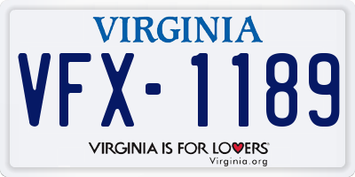 VA license plate VFX1189
