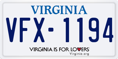 VA license plate VFX1194