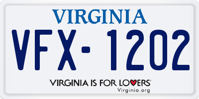 VA license plate VFX1202