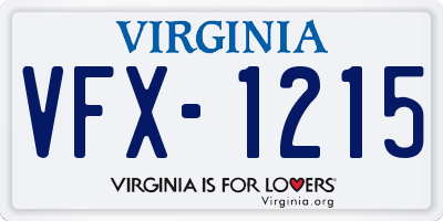 VA license plate VFX1215