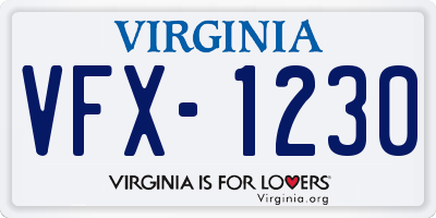 VA license plate VFX1230
