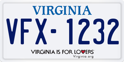 VA license plate VFX1232