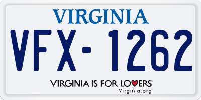 VA license plate VFX1262