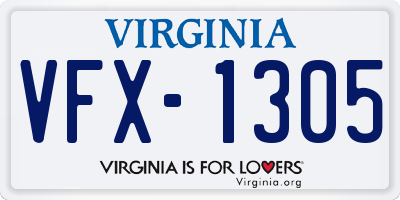 VA license plate VFX1305