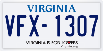 VA license plate VFX1307