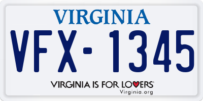 VA license plate VFX1345