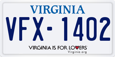 VA license plate VFX1402