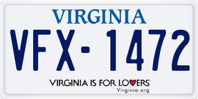 VA license plate VFX1472