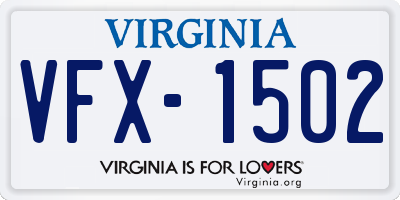 VA license plate VFX1502