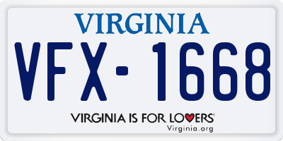 VA license plate VFX1668