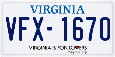 VA license plate VFX1670