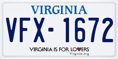 VA license plate VFX1672
