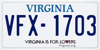 VA license plate VFX1703