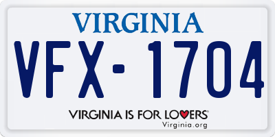 VA license plate VFX1704
