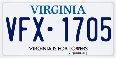 VA license plate VFX1705