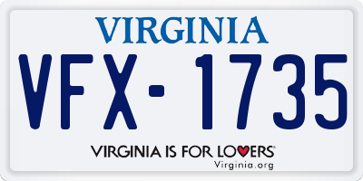 VA license plate VFX1735