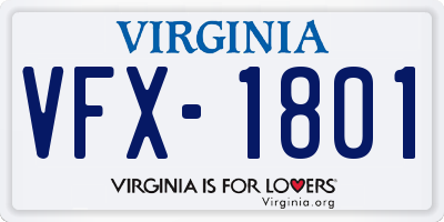 VA license plate VFX1801