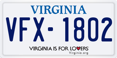 VA license plate VFX1802