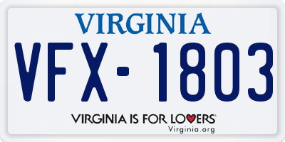 VA license plate VFX1803