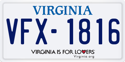 VA license plate VFX1816
