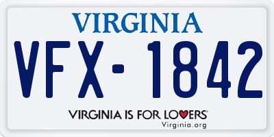VA license plate VFX1842