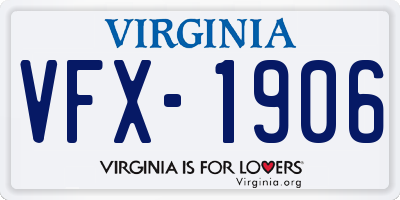VA license plate VFX1906