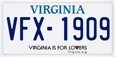 VA license plate VFX1909