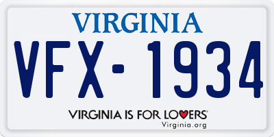 VA license plate VFX1934