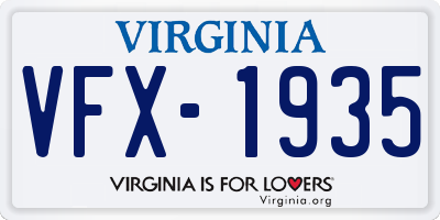 VA license plate VFX1935